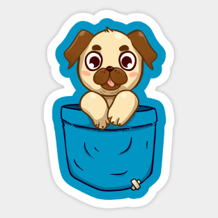 Pocket cute Pug Sticker